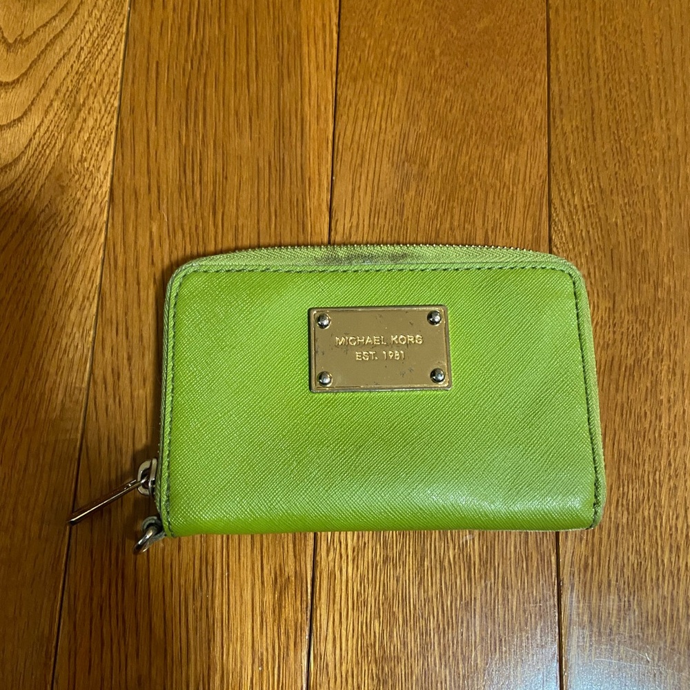 Michael Kors Lime Green Zip Wallet